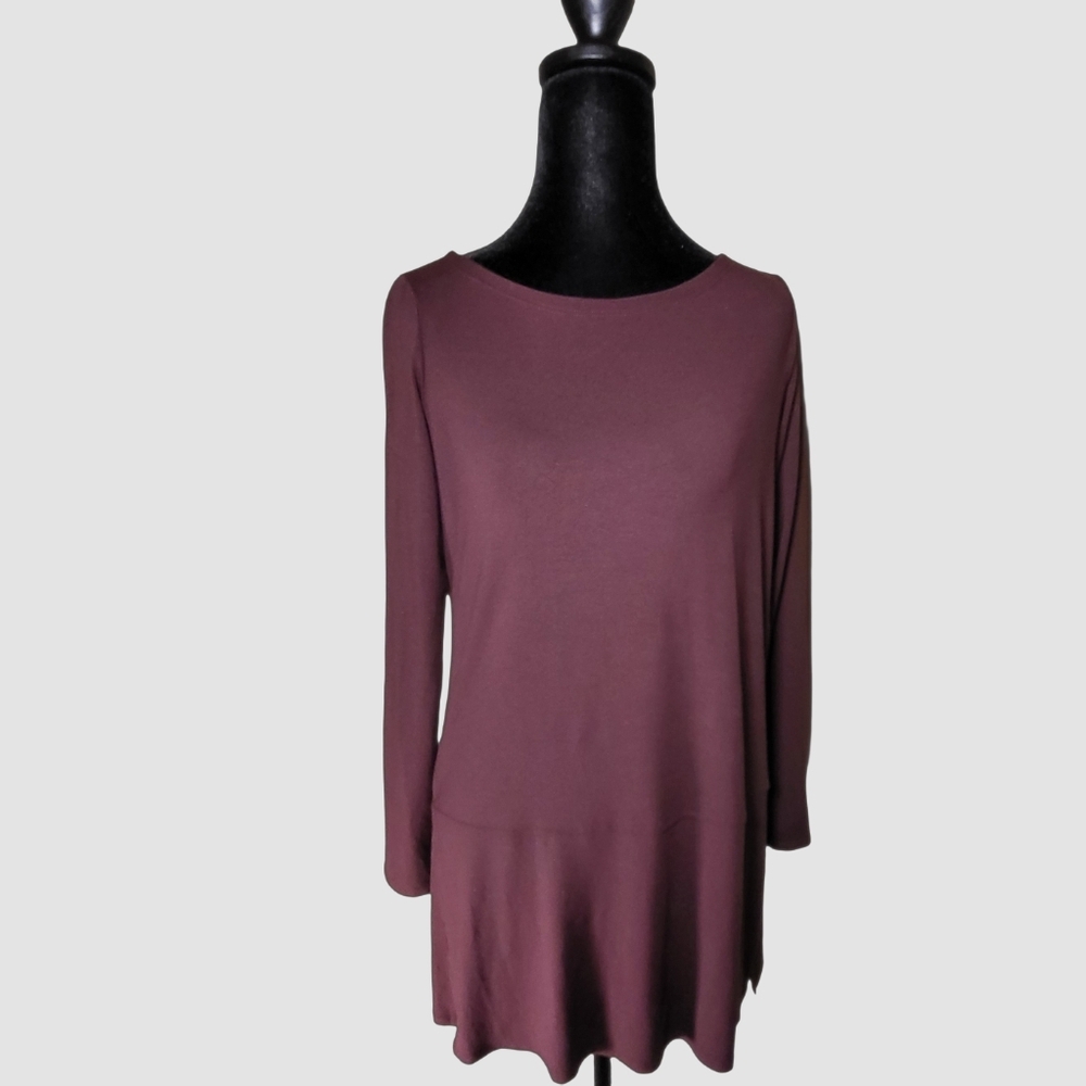 Eileen Fisher Tunic Long Sleeve Top Size Xs Burgundy